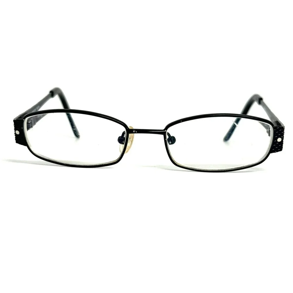 B.U.M. Equipment Zany Black Oval Eyeglass Frames 47-16-130 Patterned Temples